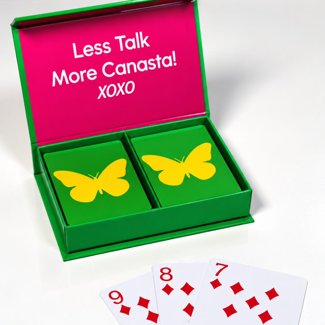 Yellow Butterfly on Green PVC Plastic Playing Cards