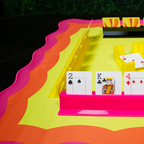 Canasta (or Mahj) Neoprene Mat - Pink, Orange & Yellow