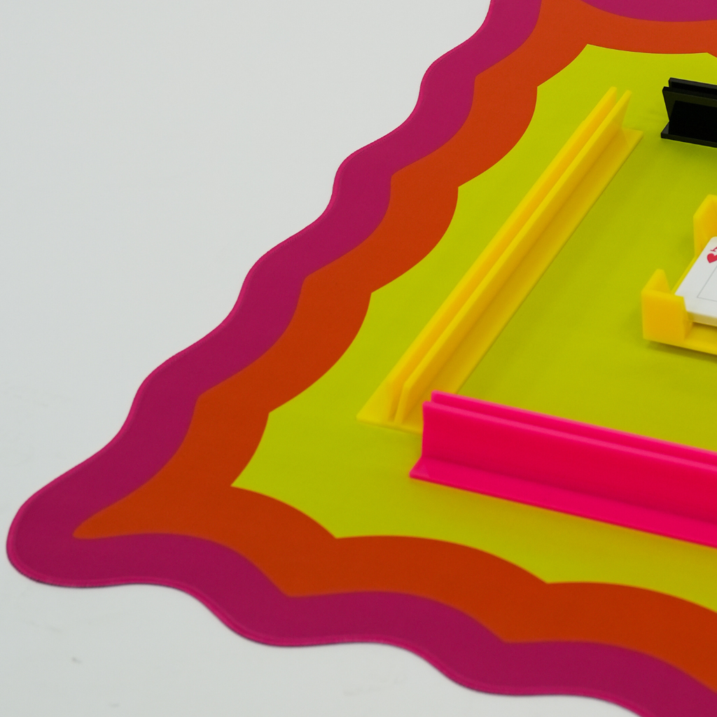 Canasta (or Mahj) Neoprene Mat - Pink, Orange & Yellow