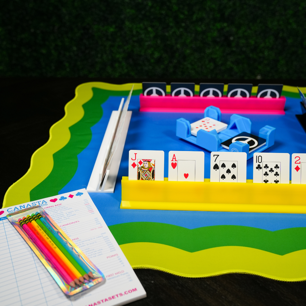 Canasta (or Mahj) Neoprene Mat - Blue, Yellow & Green