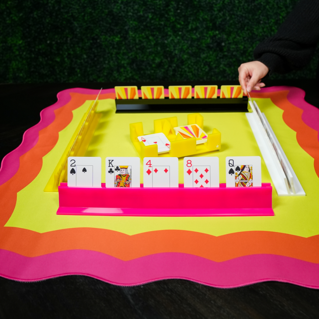Canasta (or Mahj) Neoprene Mat - Pink, Orange & Yellow
