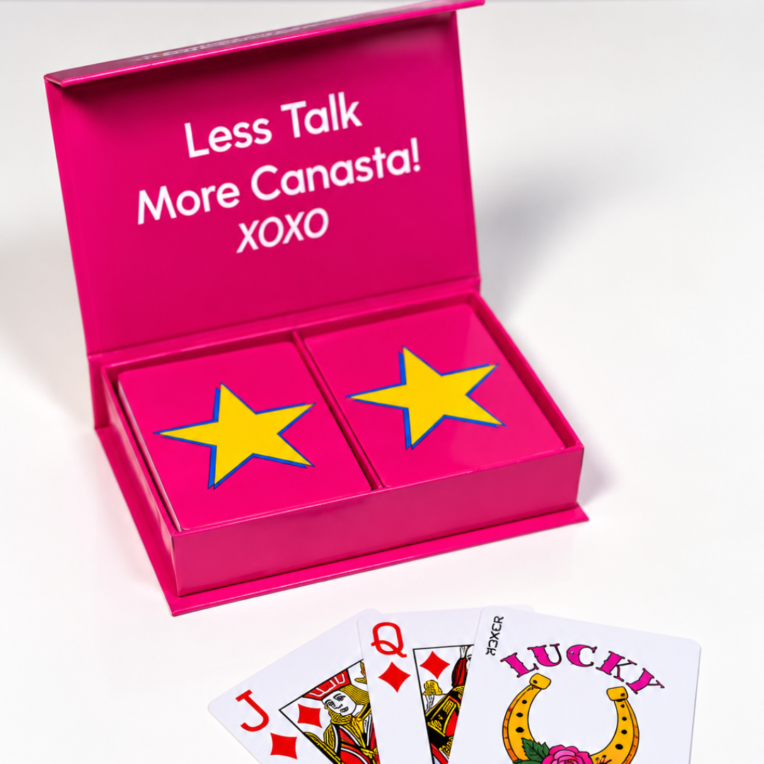 Yellow Star on Pink PVC Plastic Playing Cards