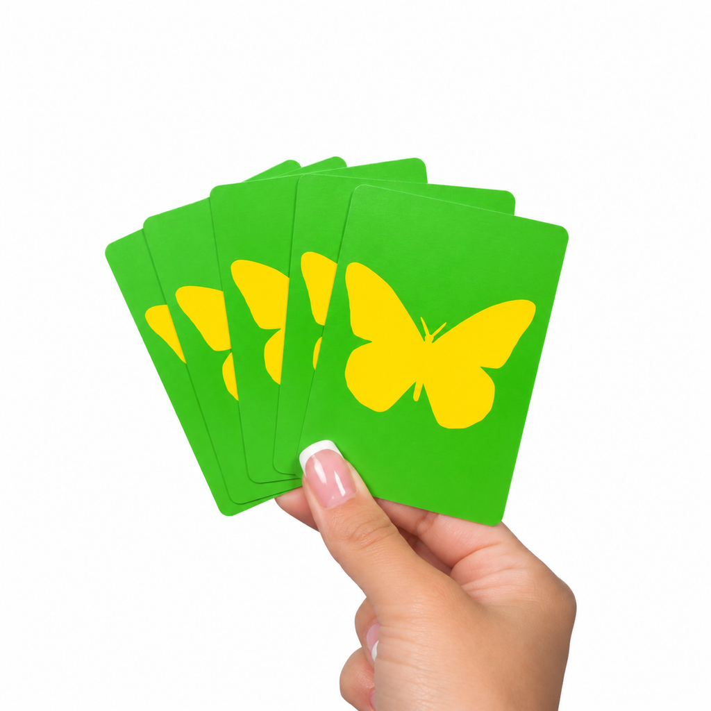 Yellow Butterfly on Green PVC Plastic Playing Cards