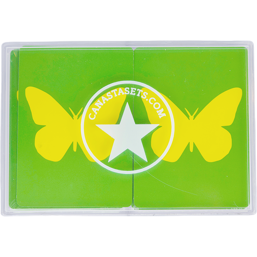 Yellow Butterfly on Green PVC Plastic Playing Cards