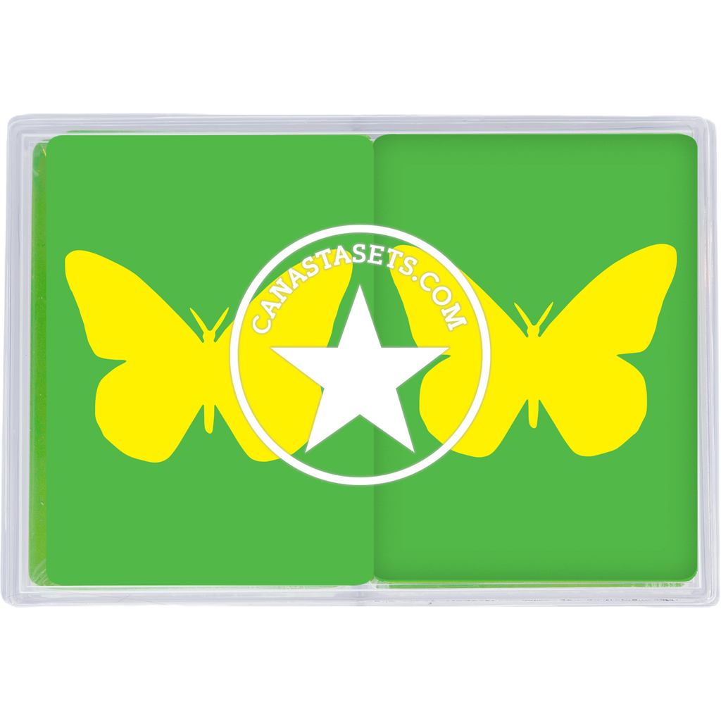 Yellow Butterfly on Green PVC Plastic Playing Cards