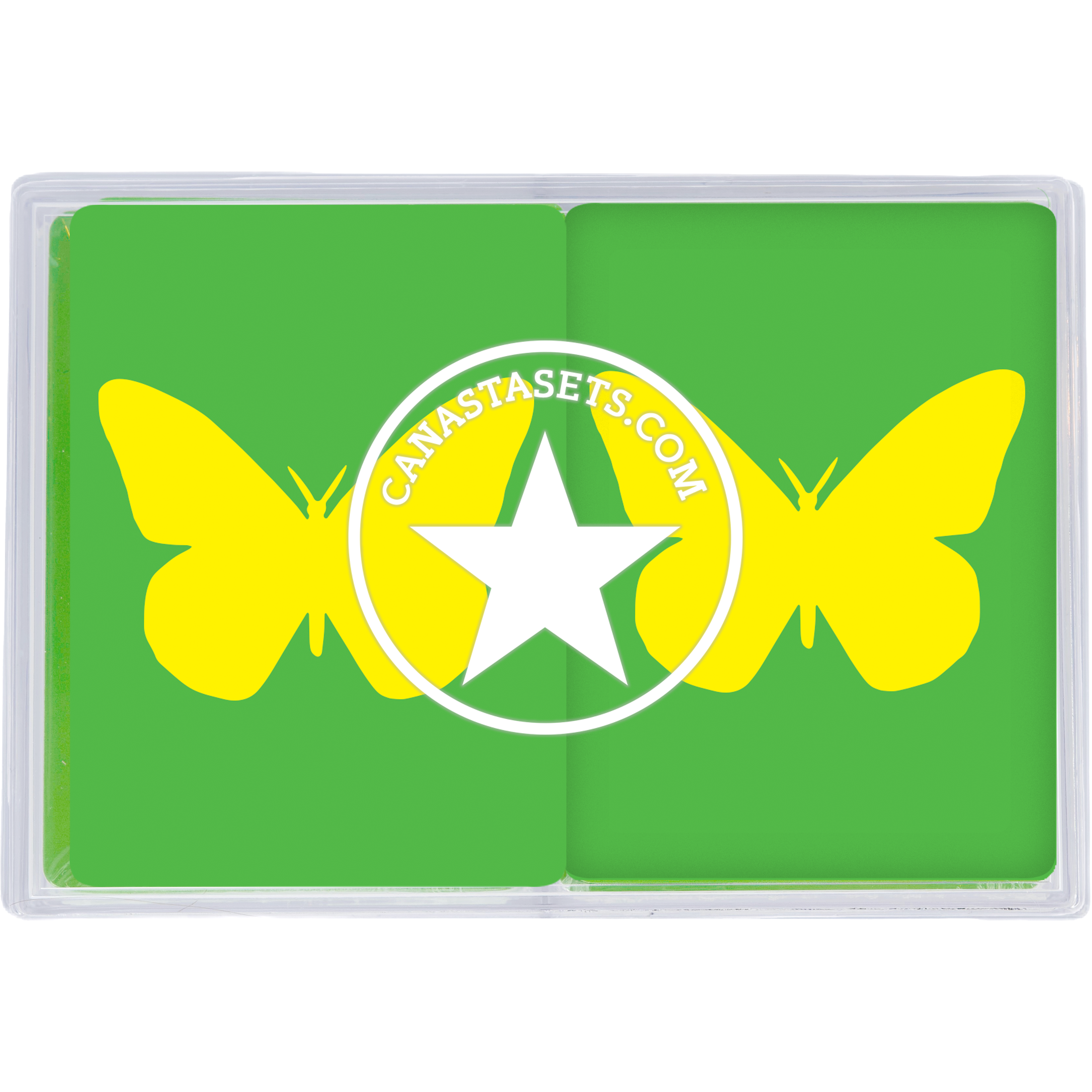 Yellow Butterfly on Green PVC Plastic Playing Cards