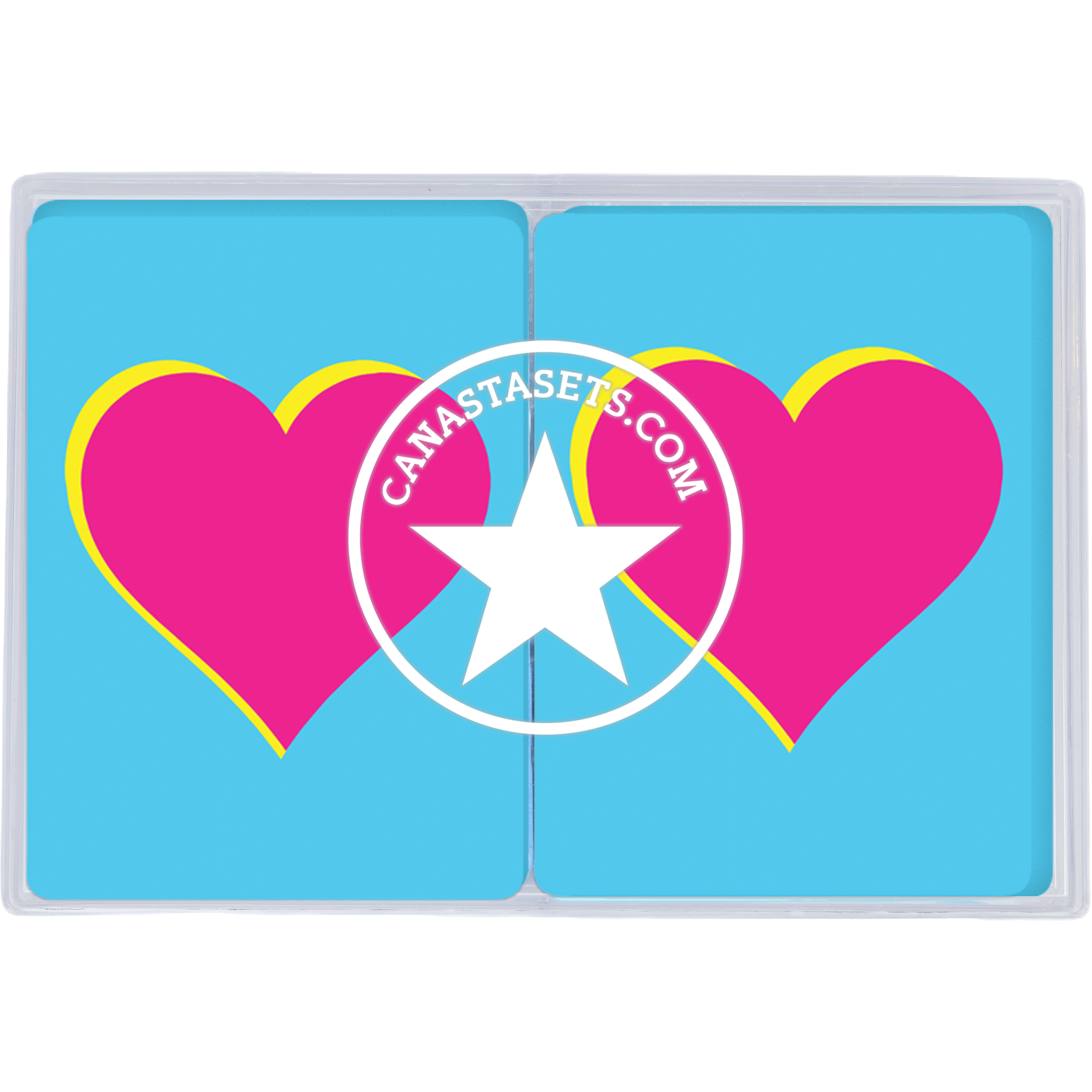 Cards-plastic PVC playing cards Pink heart on blue background