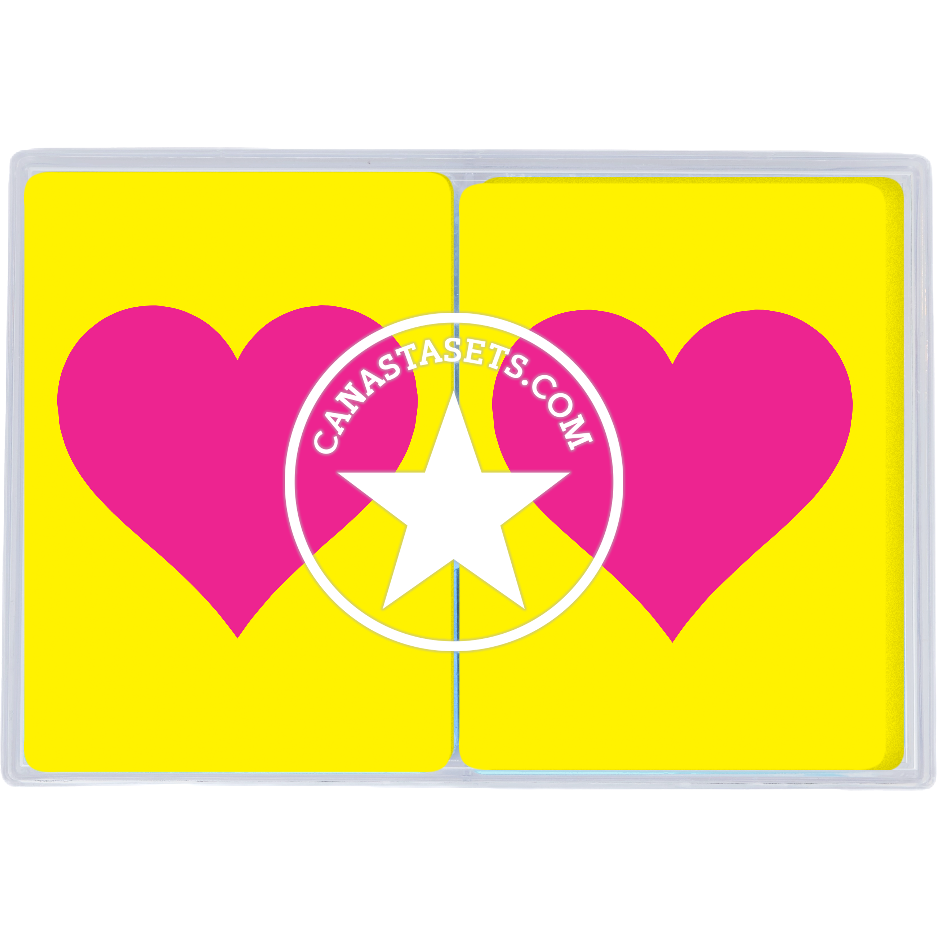 Pink Heart on Yellow PVC Plastic Playing Cards