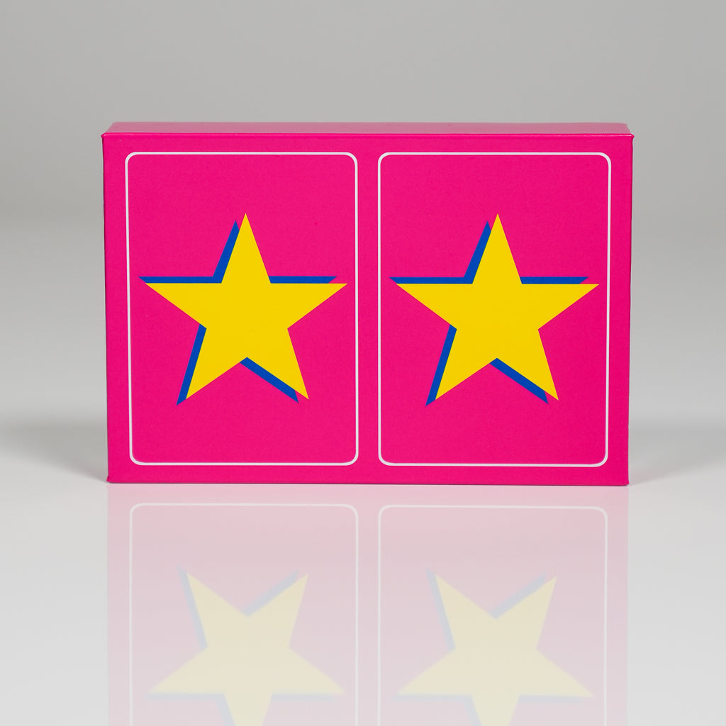 Yellow Star on Pink PVC Plastic Playing Cards