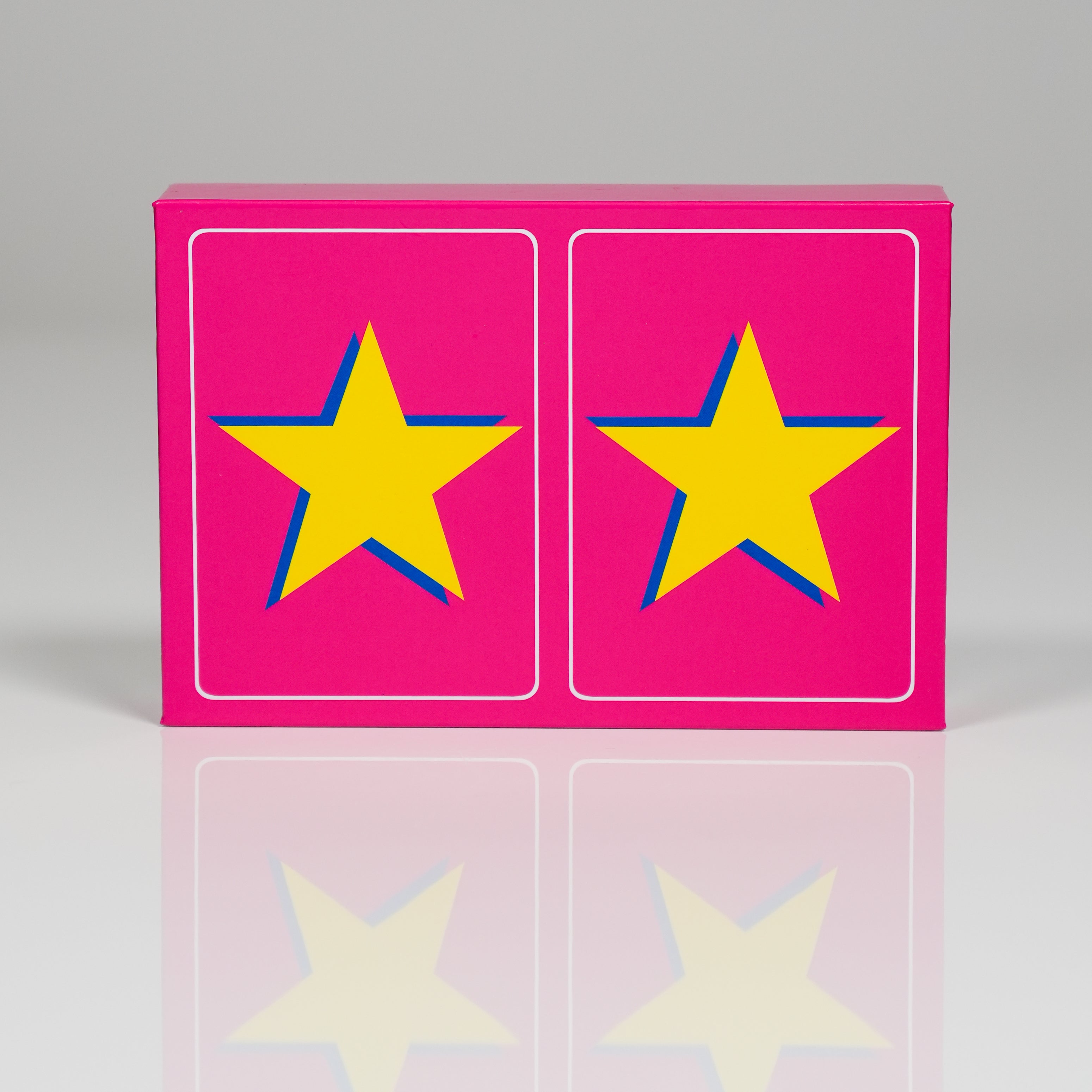 Yellow Star on Pink PVC Plastic Playing Cards