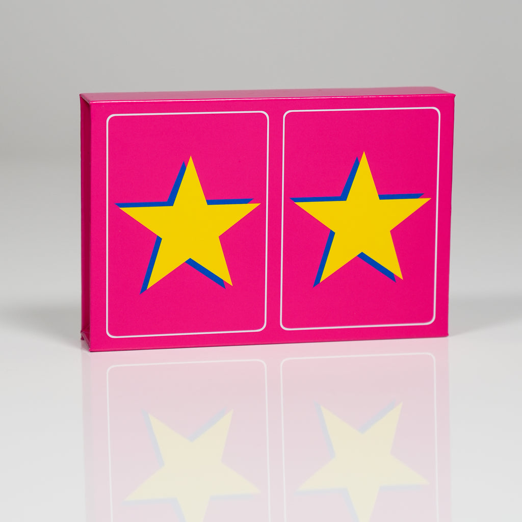 Yellow Star on Pink PVC Plastic Playing Cards