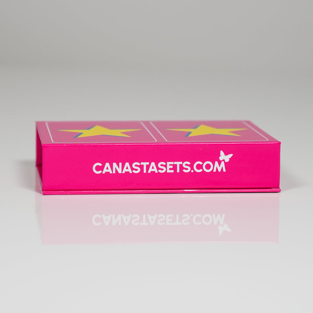 Yellow Star on Pink PVC Plastic Playing Cards