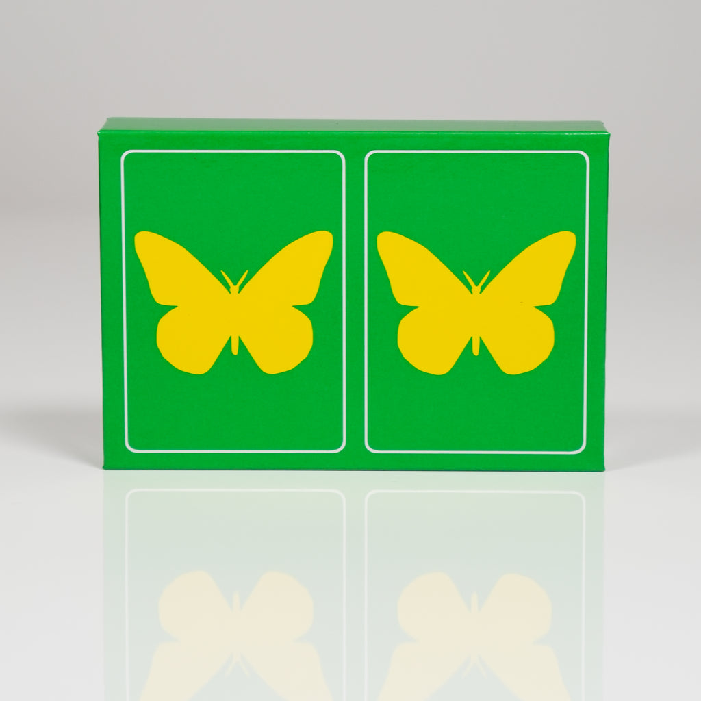 Yellow Butterfly on Green PVC Plastic Playing Cards