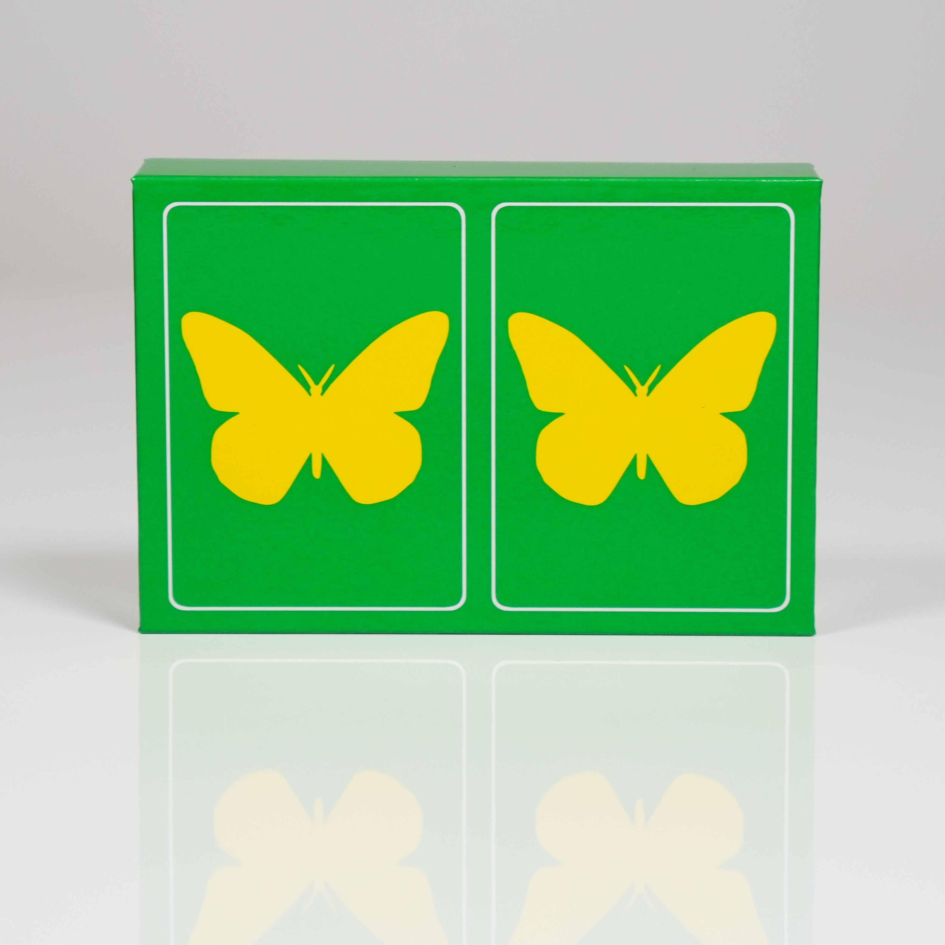 Yellow Butterfly on Green PVC Plastic Playing Cards