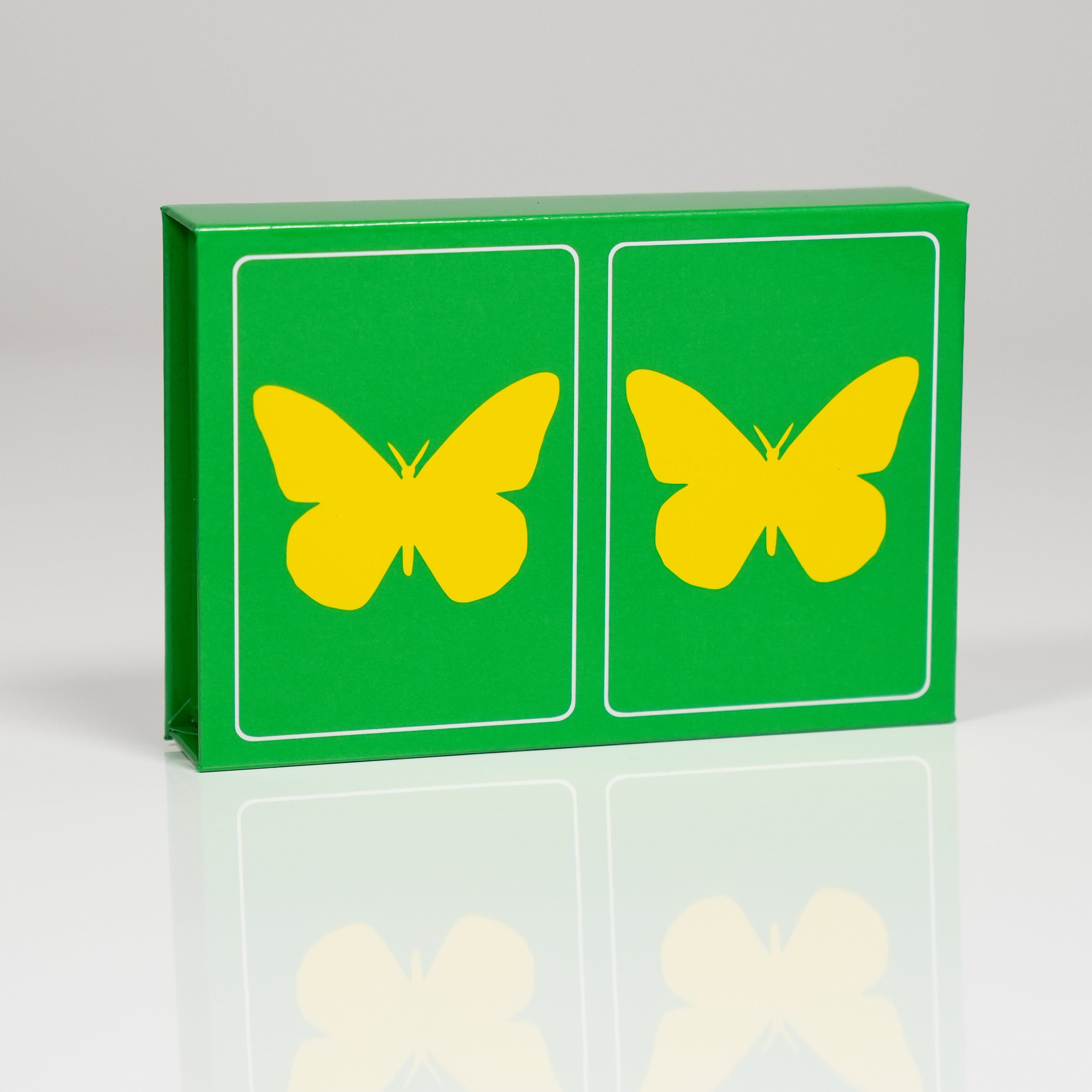 Yellow Butterfly on Green PVC Plastic Playing Cards