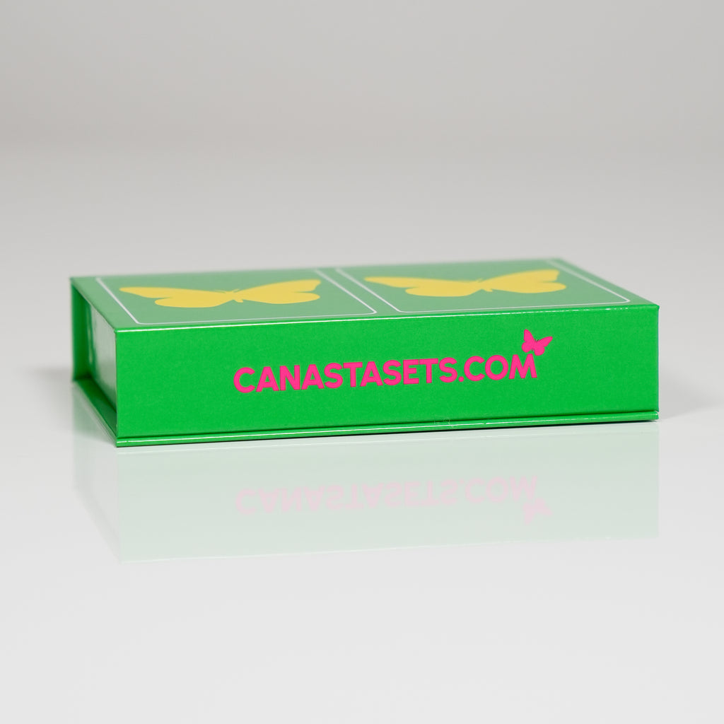Yellow Butterfly on Green PVC Plastic Playing Cards