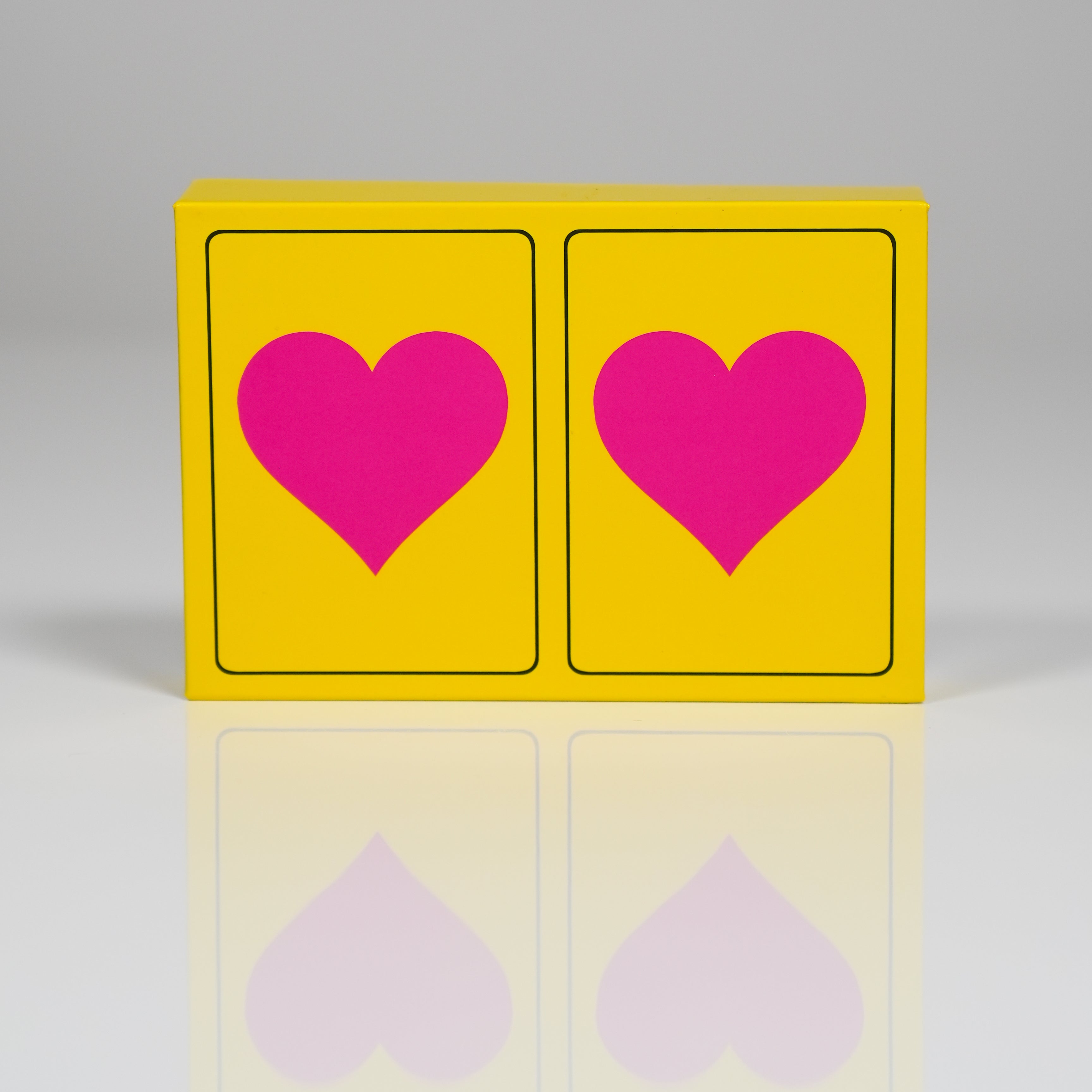 Pink Heart on Yellow PVC Plastic Playing Cards