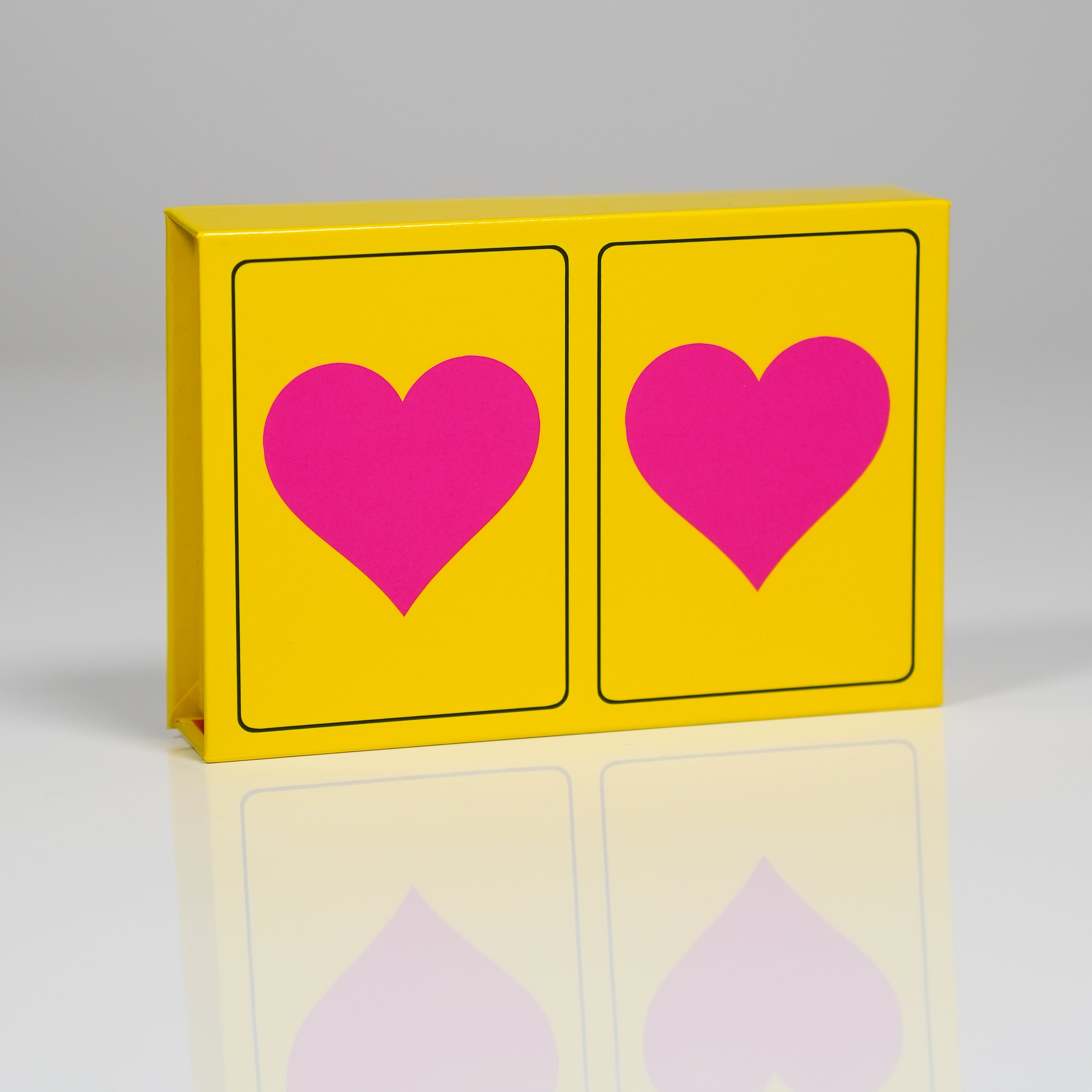 Pink Heart on Yellow PVC Plastic Playing Cards
