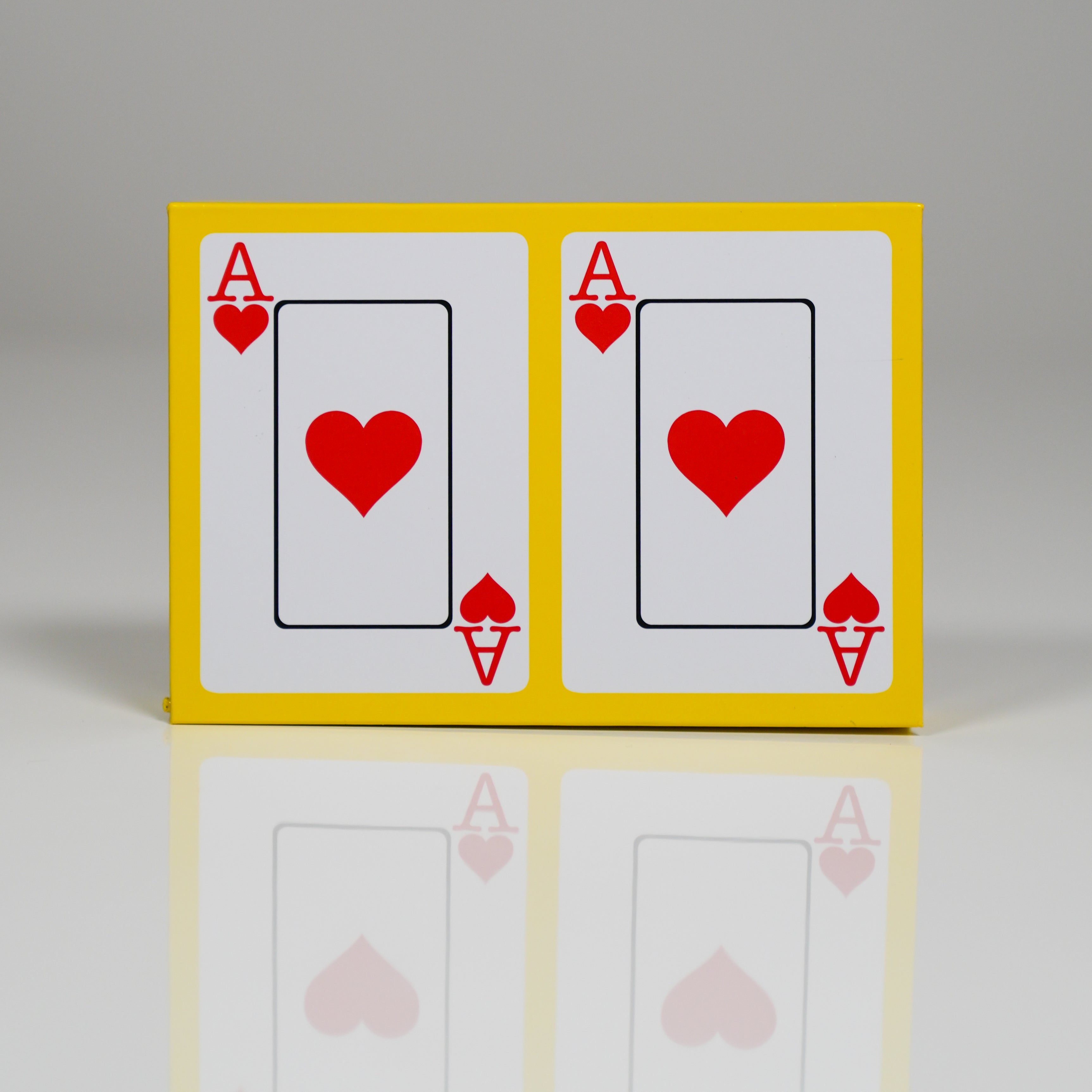 Pink Heart on Yellow PVC Plastic Playing Cards