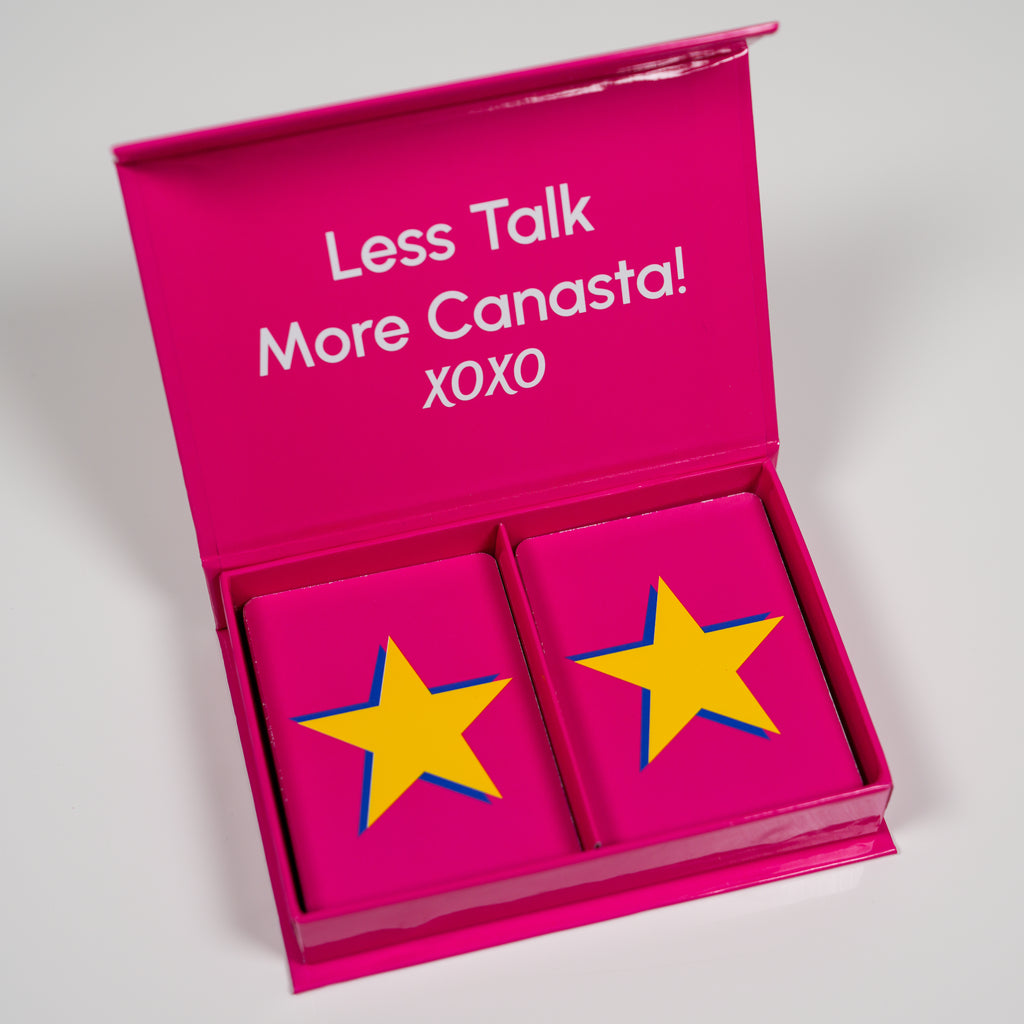 Yellow Star on Pink PVC Plastic Playing Cards