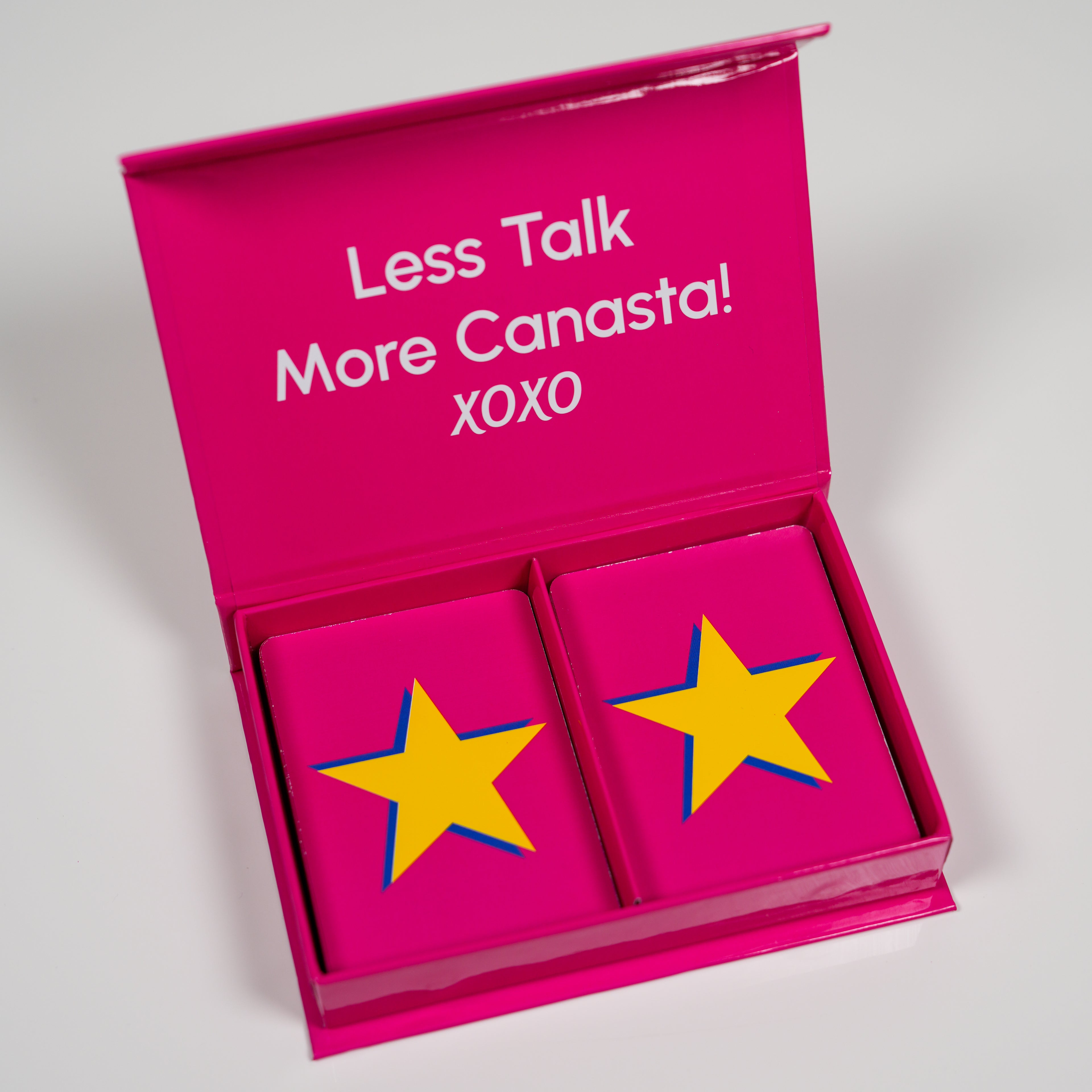 Yellow Star on Pink PVC Plastic Playing Cards