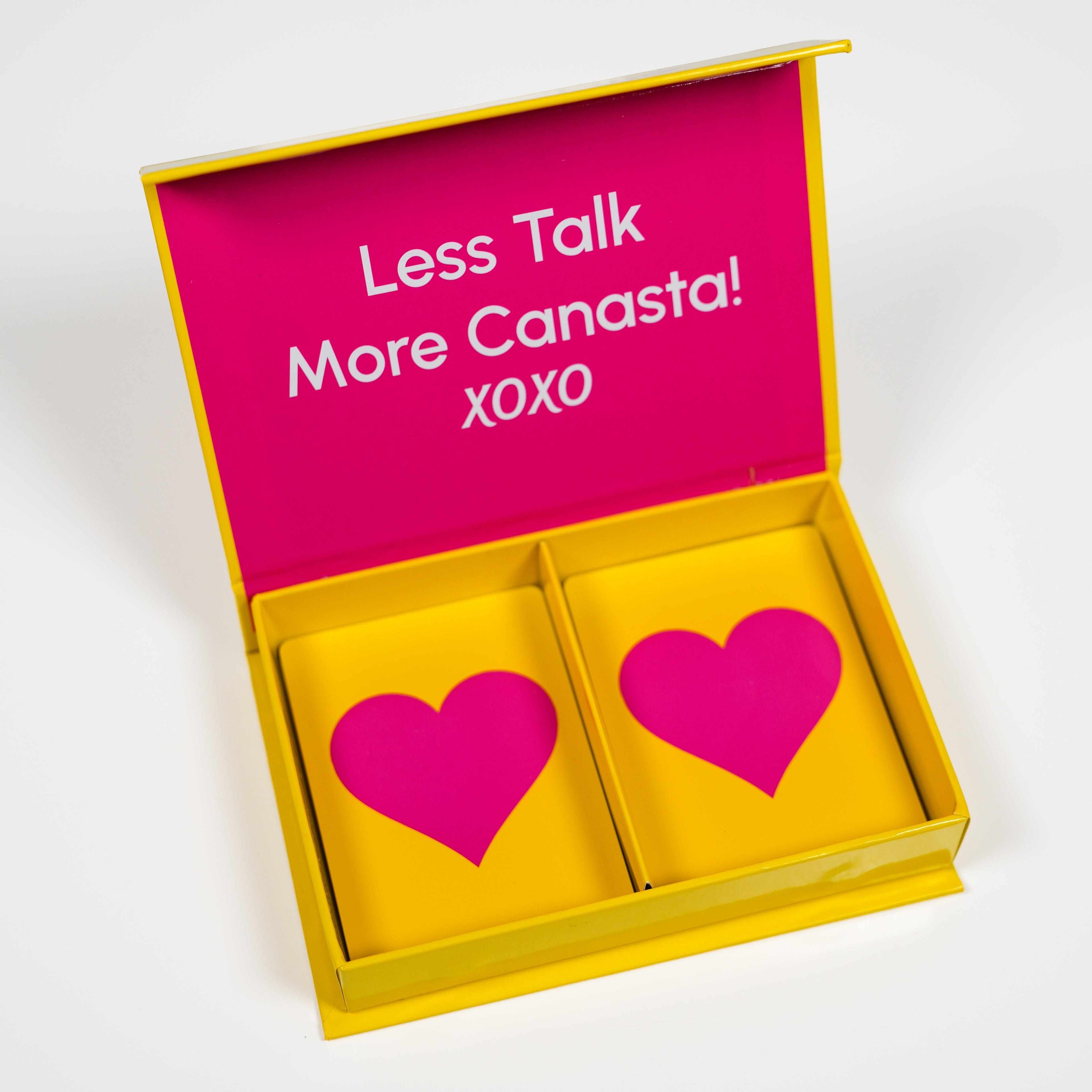 Pink Heart on Yellow PVC Plastic Playing Cards