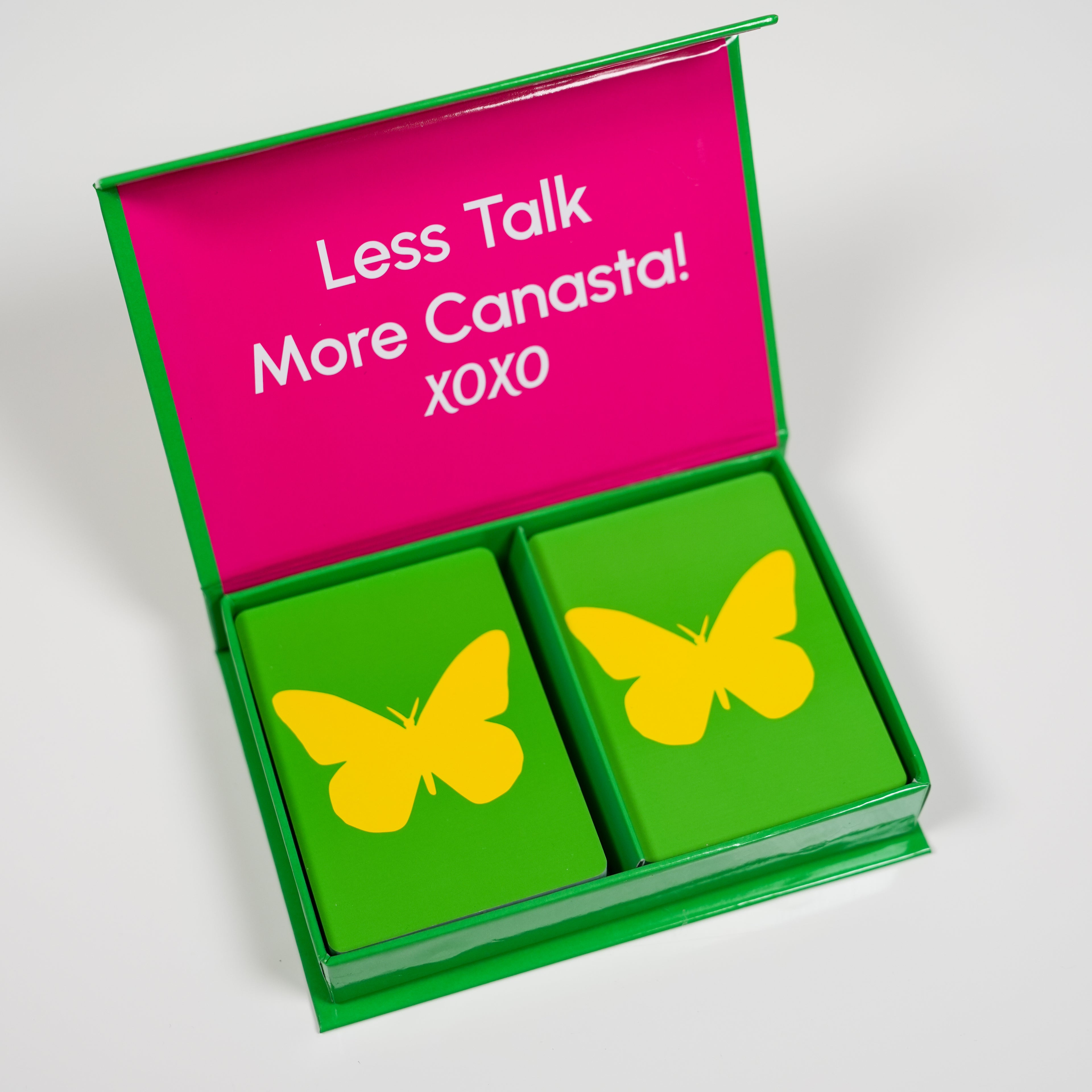 Yellow Butterfly on Green PVC Plastic Playing Cards