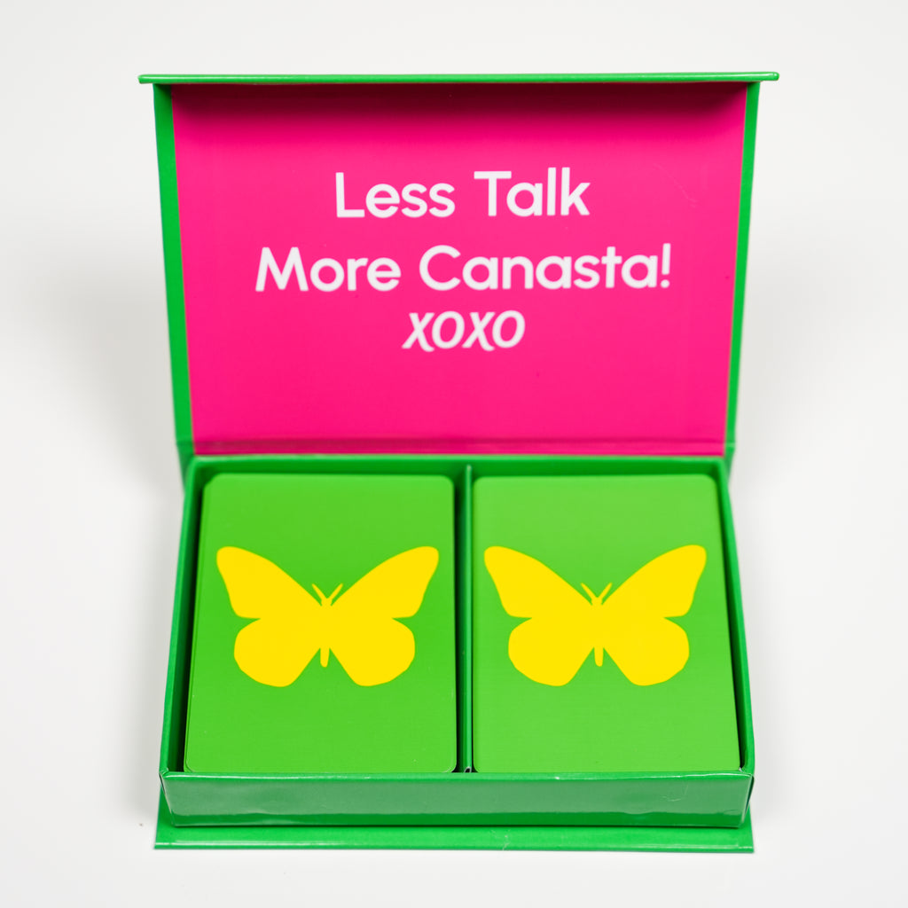 Yellow Butterfly on Green PVC Plastic Playing Cards
