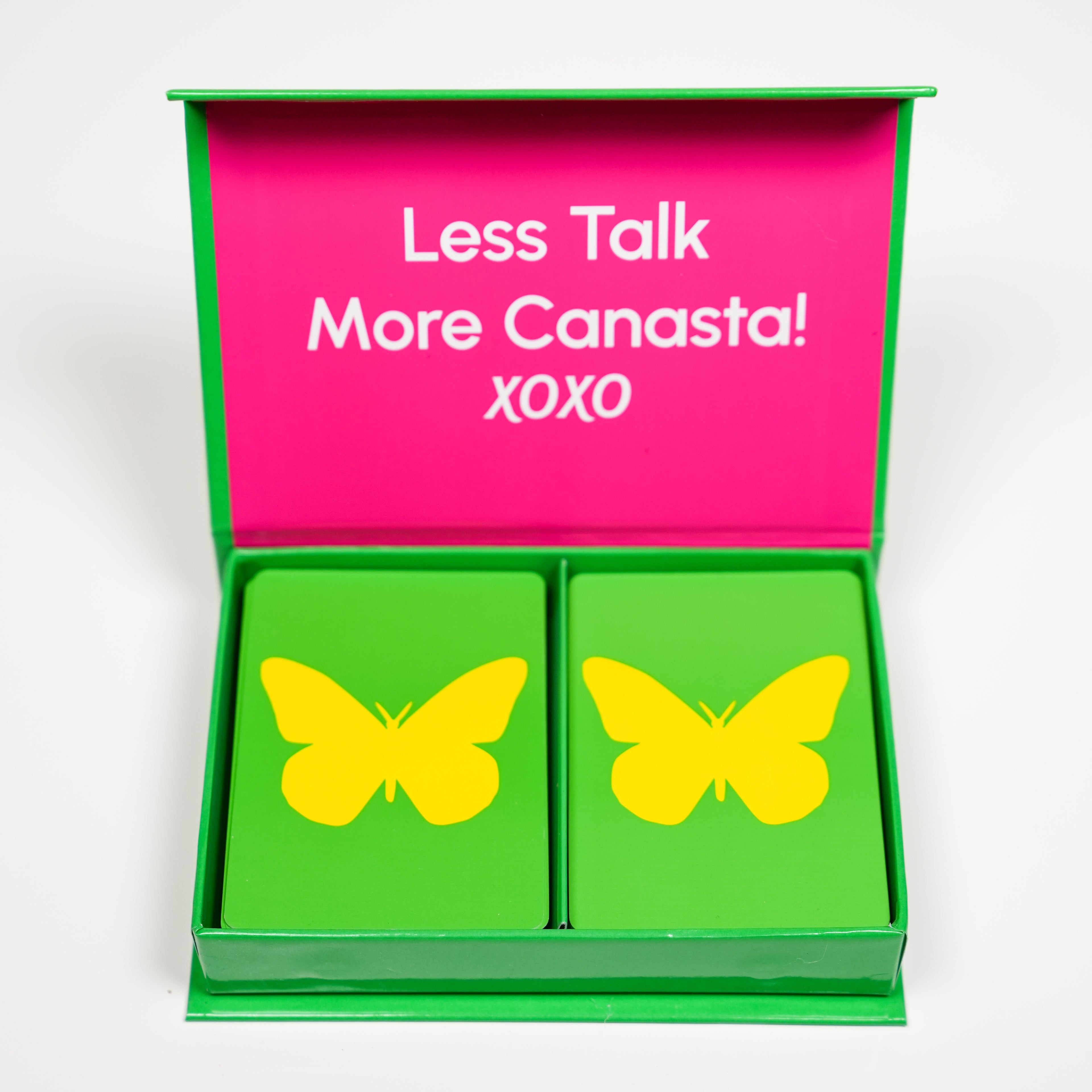 Yellow Butterfly on Green PVC Plastic Playing Cards