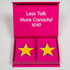 Yellow Star on Pink PVC Plastic Playing Cards