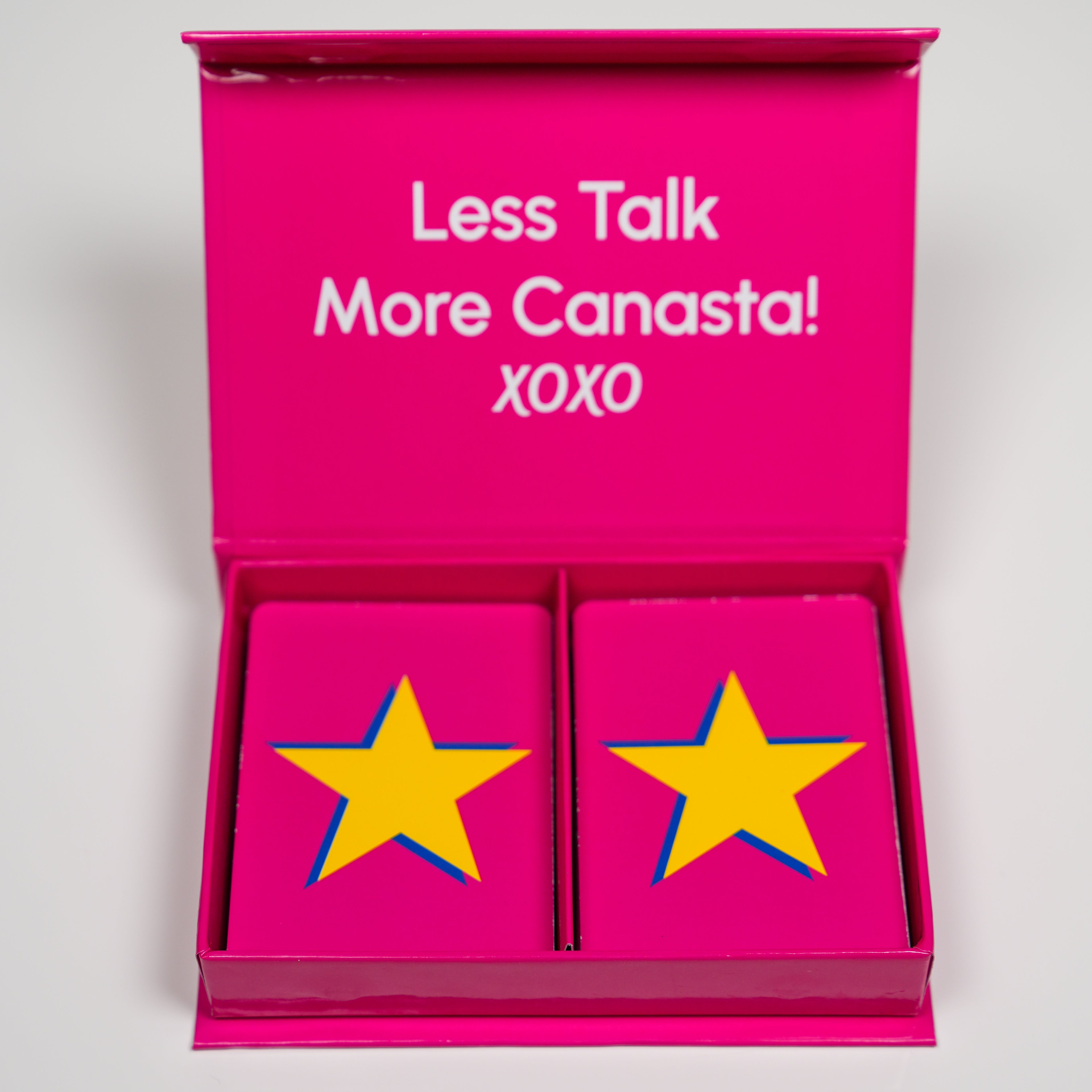 Yellow Star on Pink PVC Plastic Playing Cards