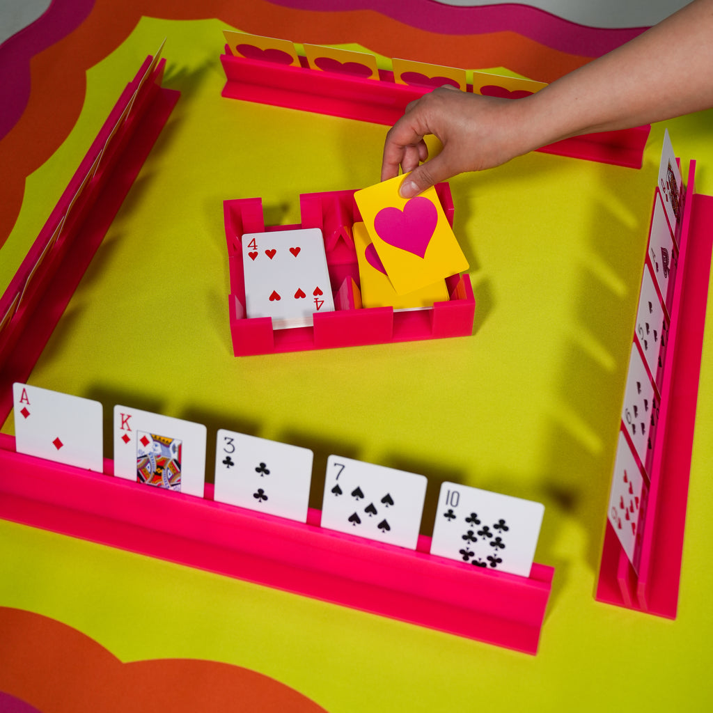 Canasta (or Mahjong) Neoprene Mat - Pink, Orange & Yellow