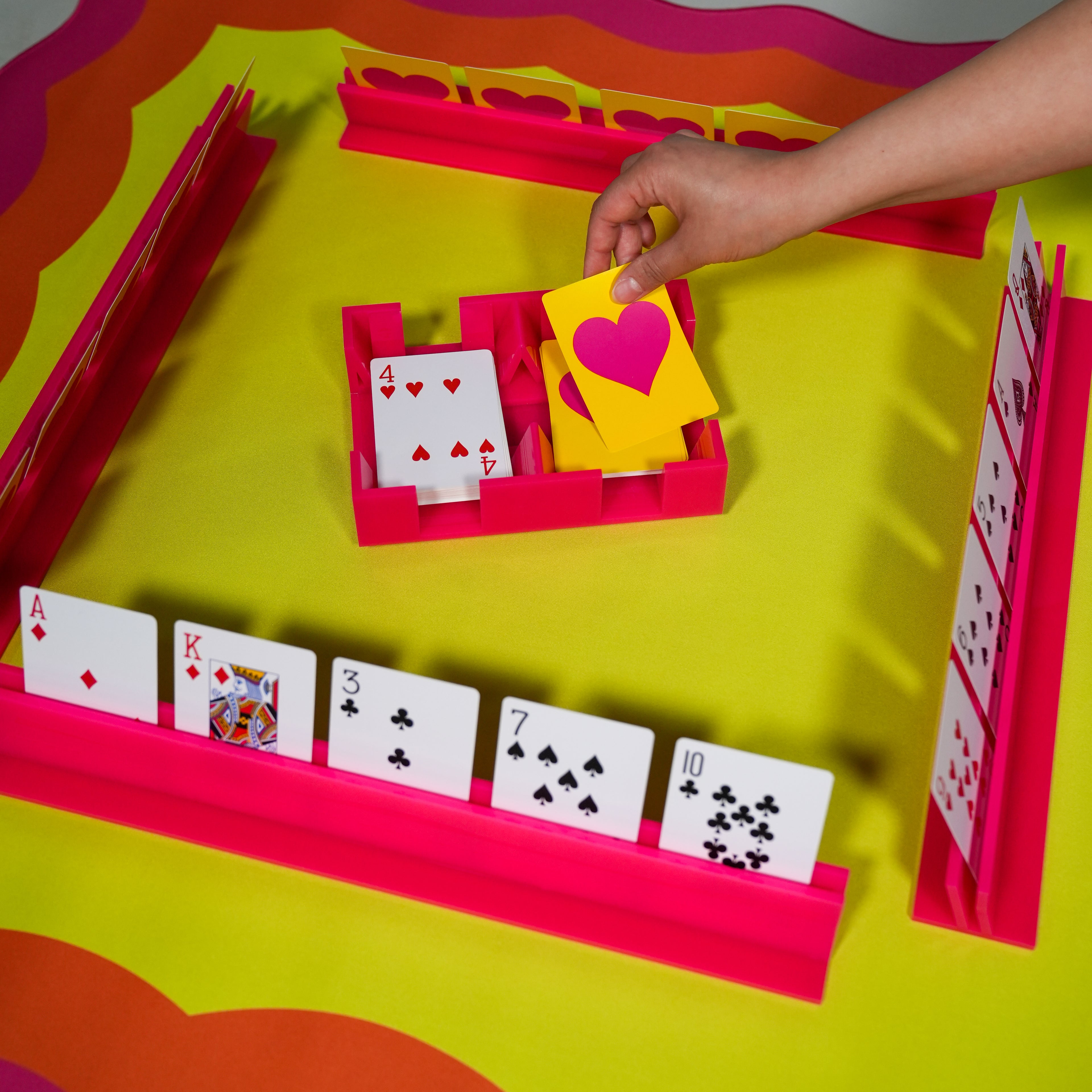 Canasta (or Mahjong) Neoprene Mat - Pink, Orange & Yellow