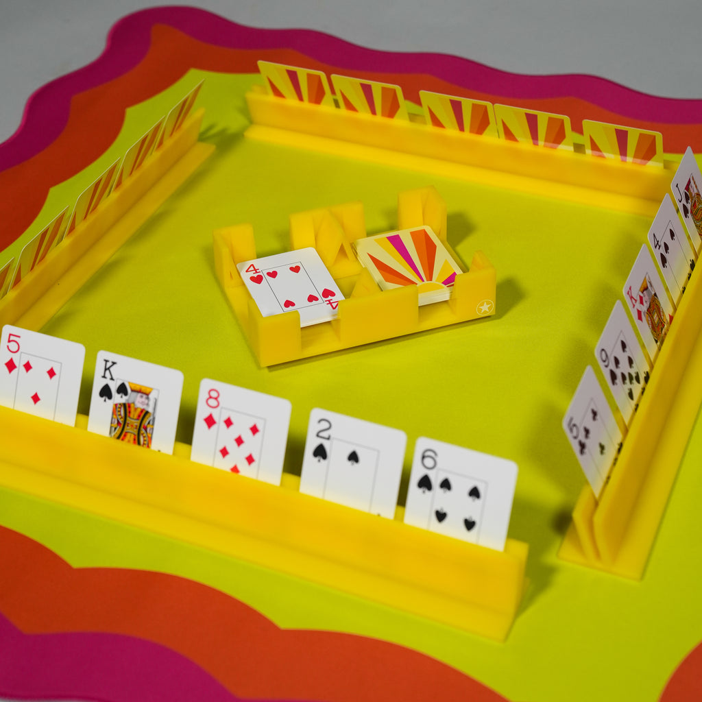 Canasta (or Mahjong) Neoprene Mat - Pink, Orange & Yellow