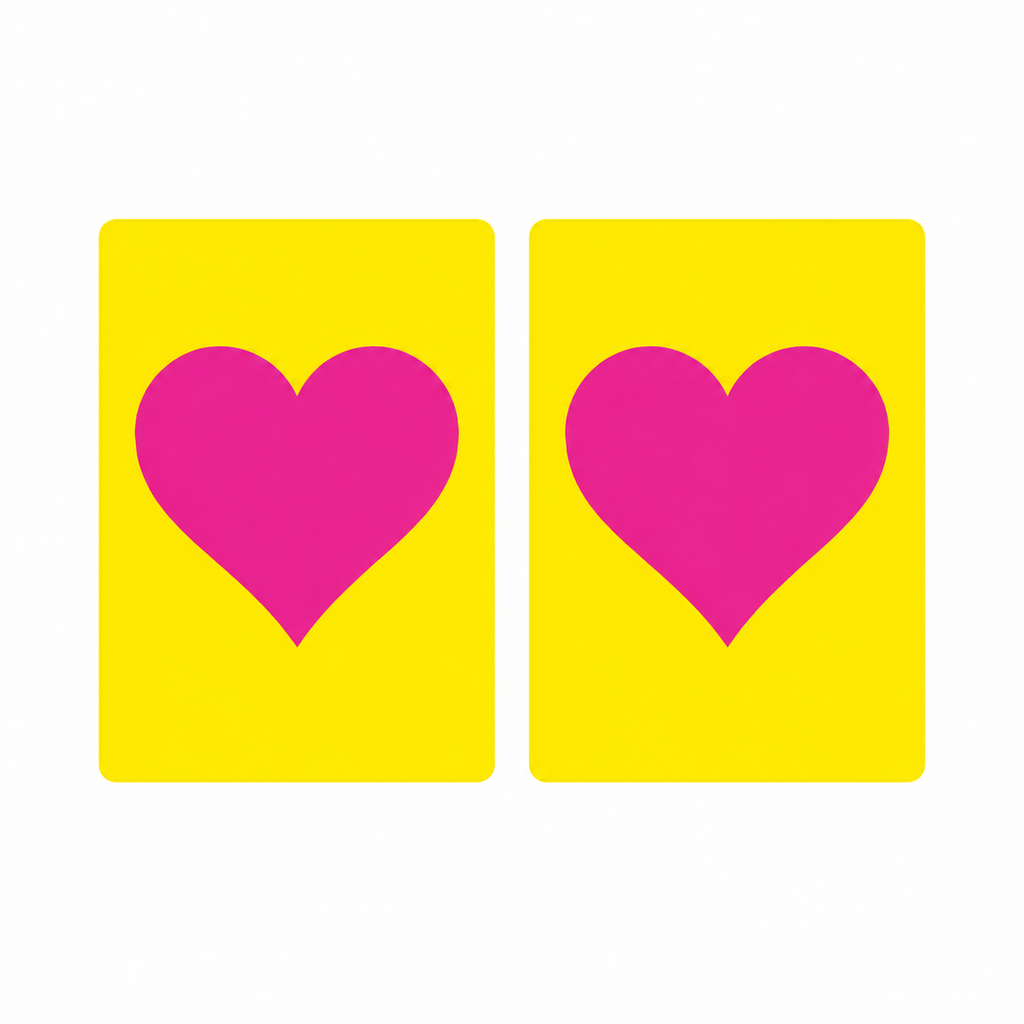 Pink Heart on Yellow PVC Plastic Playing Cards