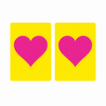 Pink Heart on Yellow PVC Plastic Playing Cards