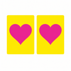 Pink Heart on Yellow PVC Plastic Playing Cards