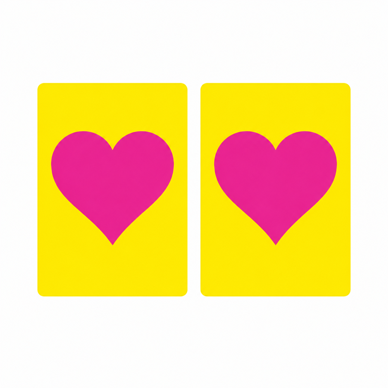 Pink Heart on Yellow PVC Plastic Playing Cards
