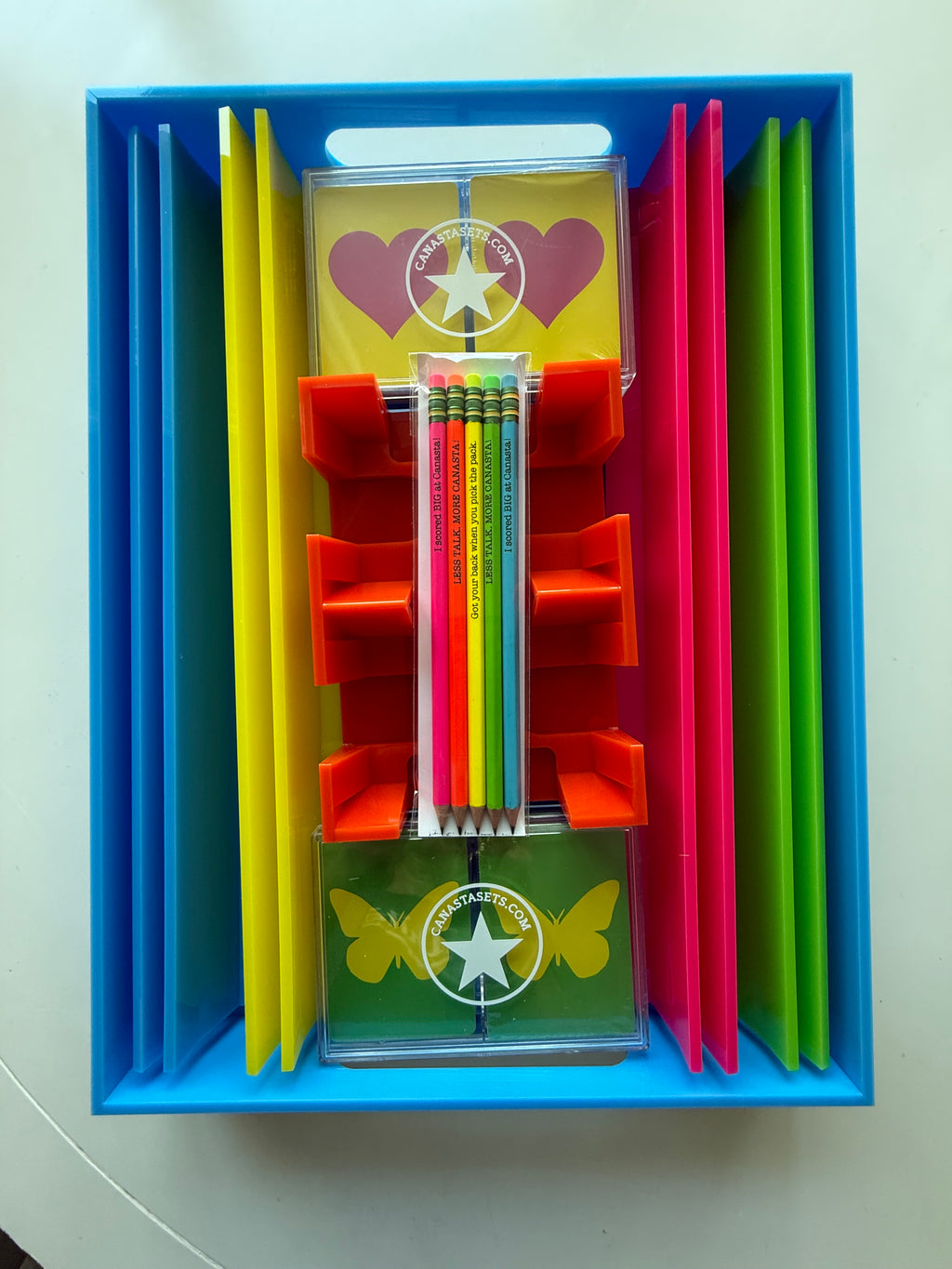 Acrylic Tray for displaying Canasta Set all 5 bright colors available