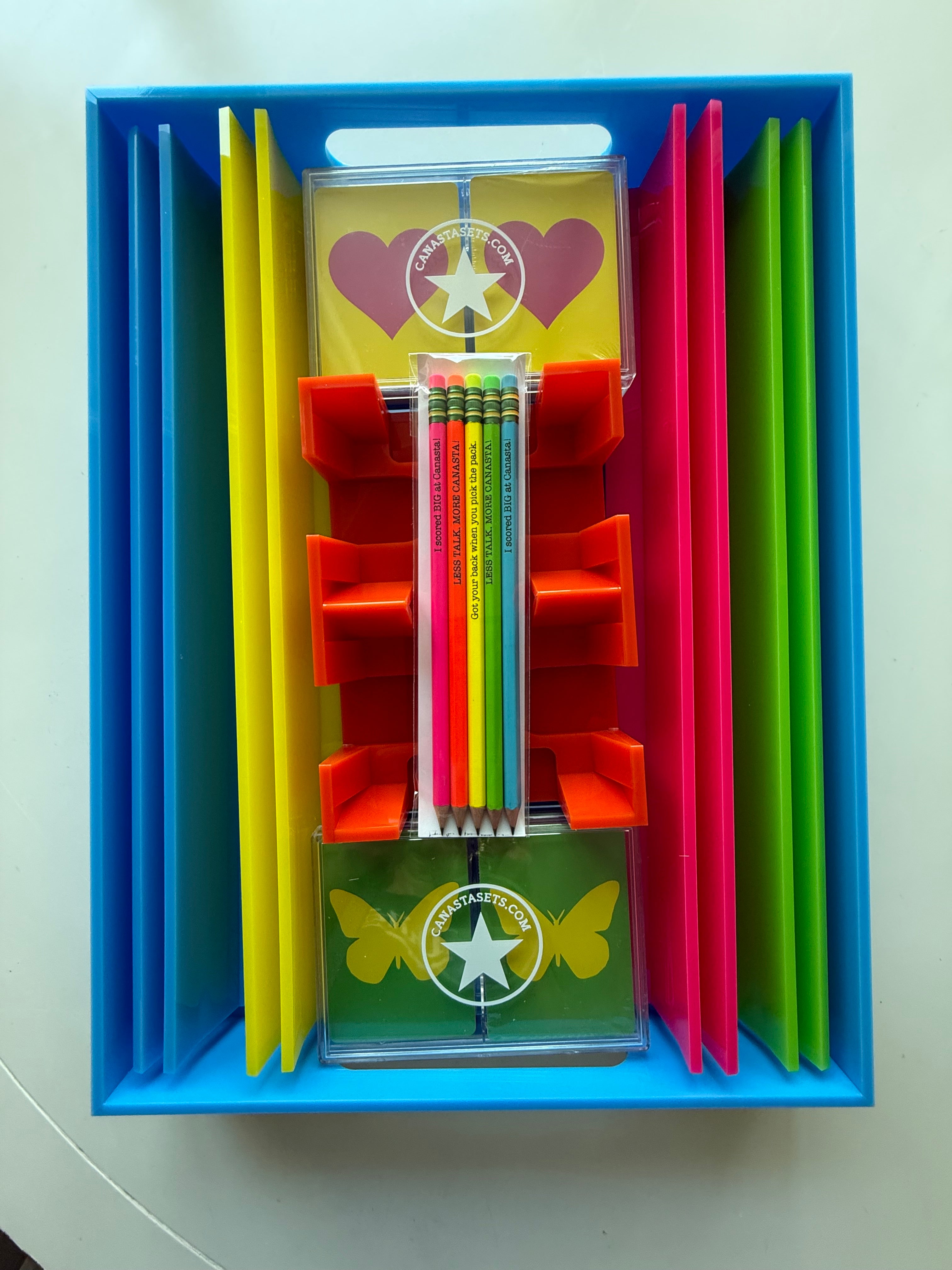 Acrylic Tray for displaying Canasta Set all 5 bright colors available