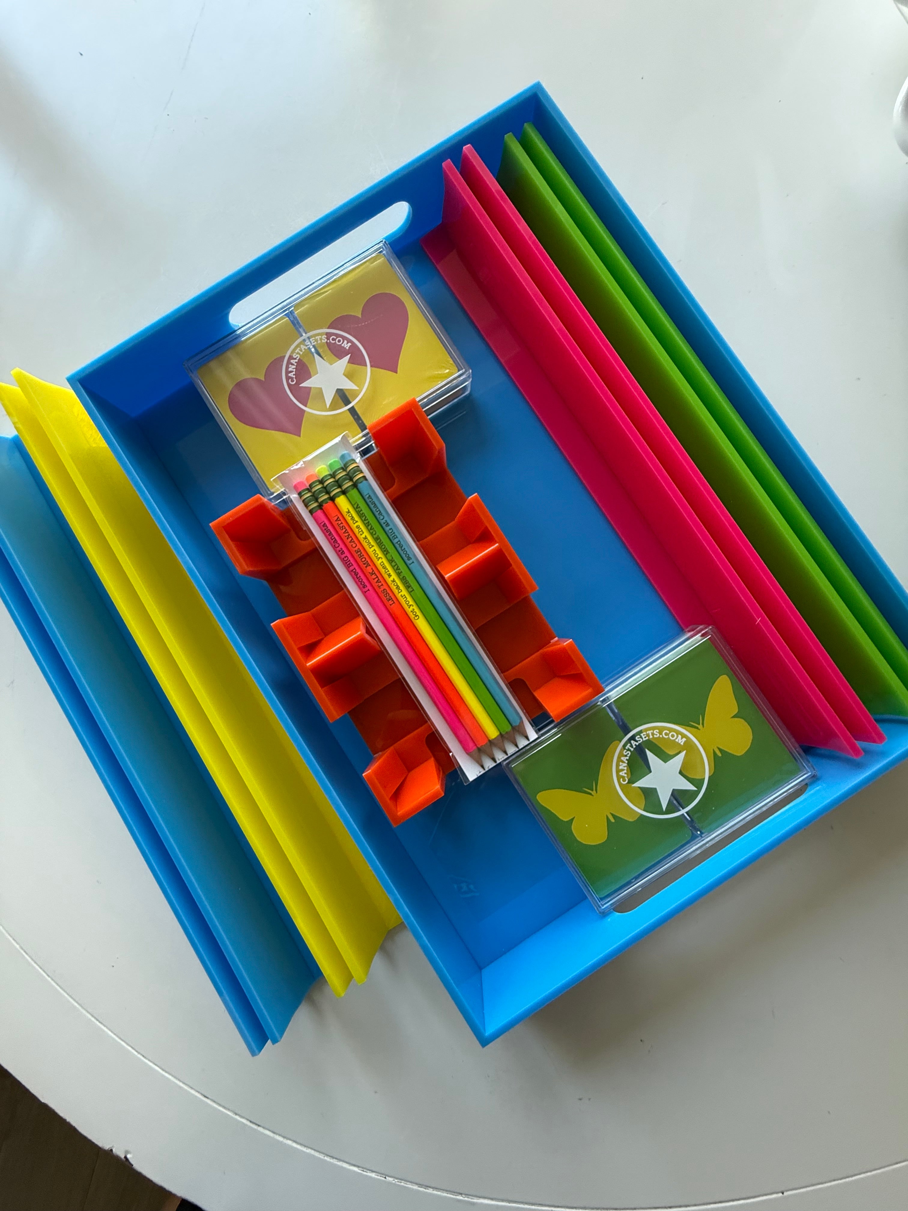 Acrylic Tray for displaying Canasta Set all 5 bright colors available