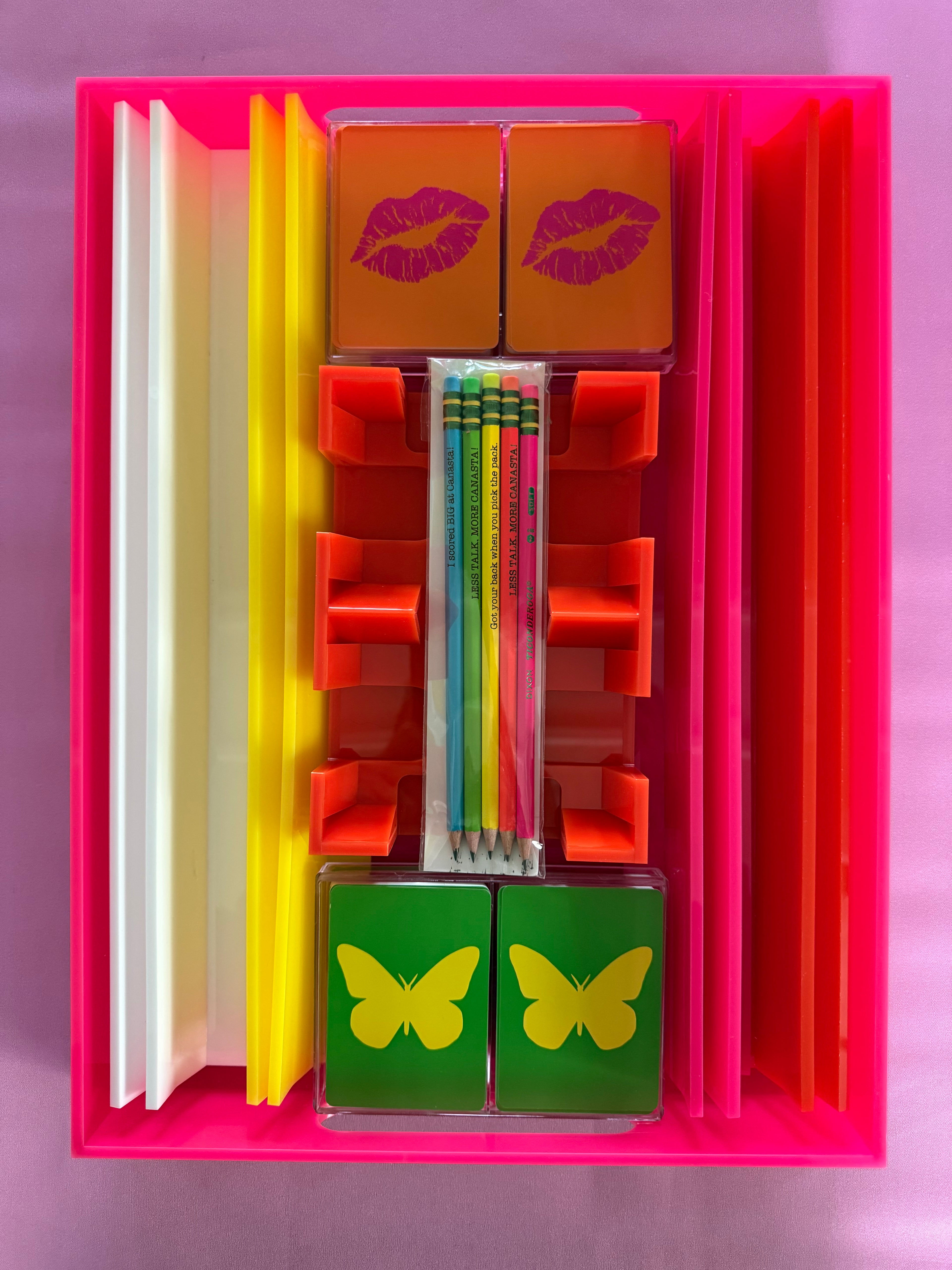Acrylic Tray for displaying Canasta Set all 5 bright colors available