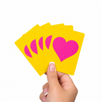 Pink Heart on Yellow PVC Plastic Playing Cards