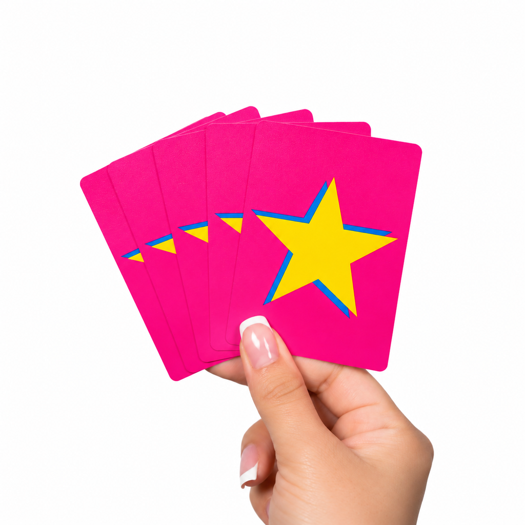 Yellow Star on Pink PVC Plastic Playing Cards