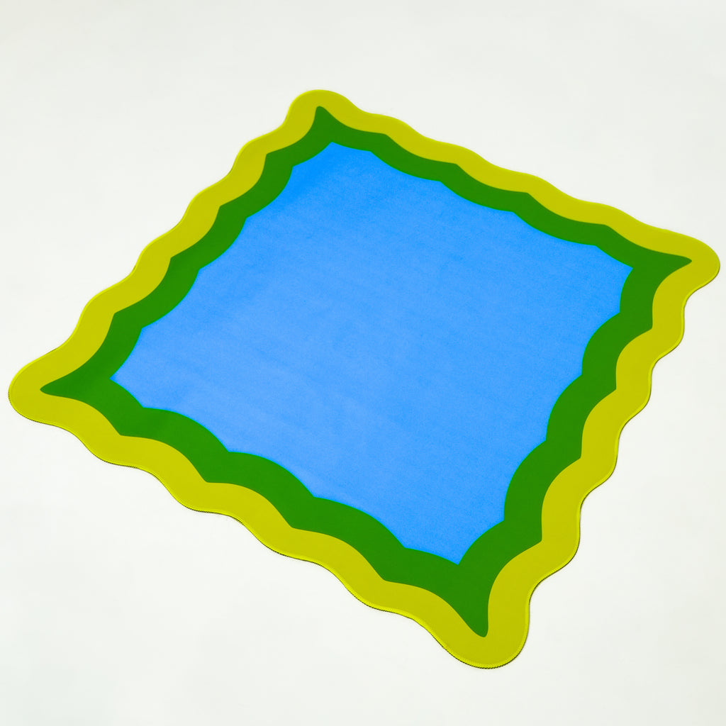 Canasta (or Mahjong) Neoprene Mat - Blue, Yellow & Green