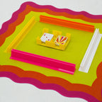 Canasta (or Mahjong) Neoprene Mat - Pink, Orange & Yellow
