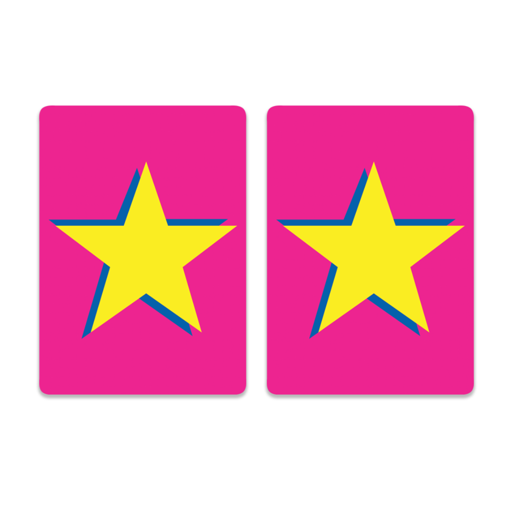 Yellow Star on Pink PVC Plastic Playing Cards